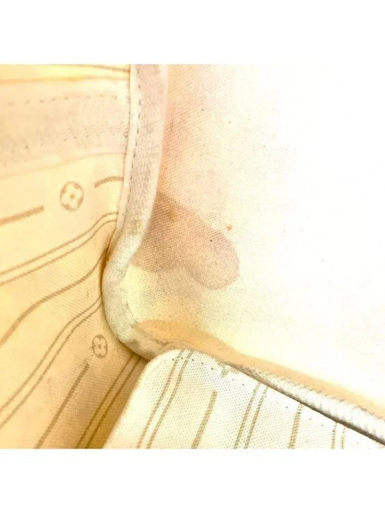 Louis Vuitton Neverfull MM Damier Azur Leather White Tote Gold - Picture 6 of 15